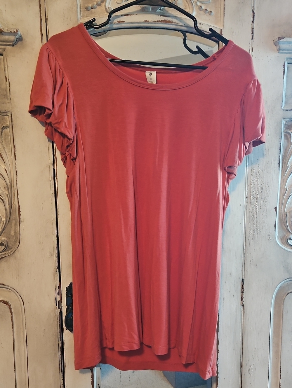 Kate Quinn Women's XL Bamboo Orange Puff Sleeve T-Shirt Top